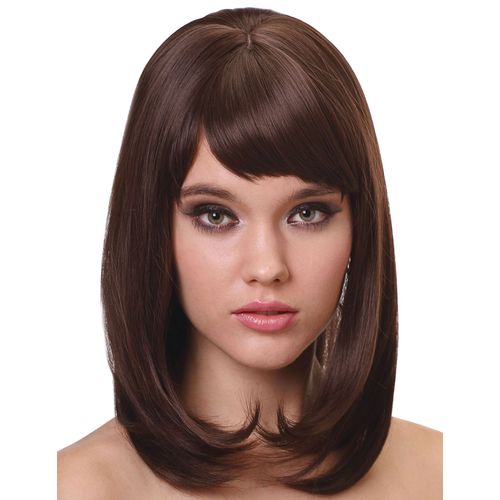 Perruque Luxe Châtain Mi-Longue Femme - 170g