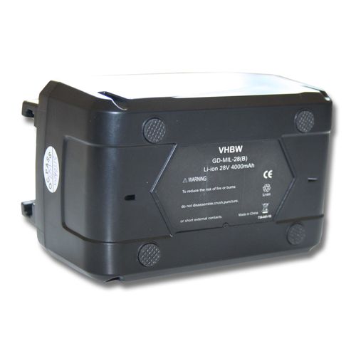 vhbw Batterie compatible avec Milwaukee M28 WL LED sur accu, V28 BS (scie à ruban) (4000mAh Li-ion 28 V)