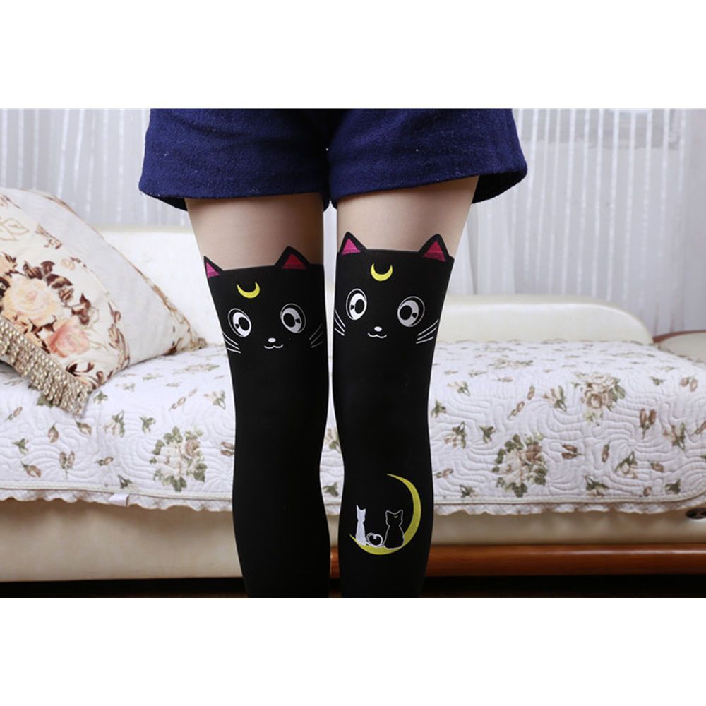 Collants Fantaisie Chat Chaton Noeuds Rose Tete Animaux Oreille Queue Moustache Effet Chaussettes Noir Chair Tendance Manga Anime Mignon Lolita Maid Kawai Cute Cosplay Boutique Paris Black Sugar Rakuten