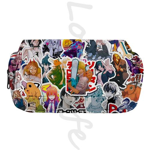 Trousse À Crayons Anime Chainsaw Mantrousse De Maquillageboîte À Crayons Cosplay Power Evaludenjirangement À Fermeture Éclair Pour Enfantspoudresfournitures Scolaires