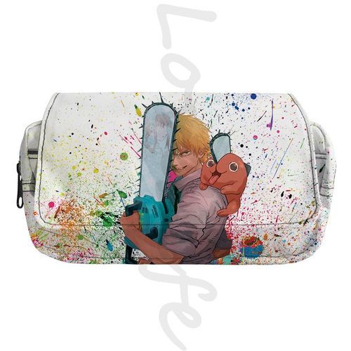 Trousse À Crayons Anime Chainsaw Mantrousse De Maquillageboîte À Crayons Cosplay Power Evaludenjirangement À Fermeture Éclair Pour Enfantspoudresfournitures Scolaires