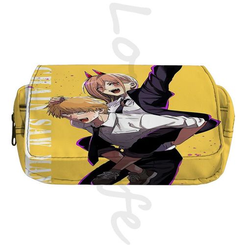 Trousse À Crayons Anime Chainsaw Mantrousse De Maquillageboîte À Crayons Cosplay Power Evaludenjirangement À Fermeture Éclair Pour Enfantspoudresfournitures Scolaires