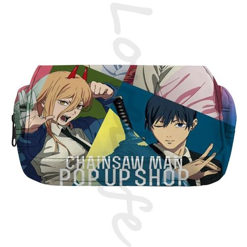 Trousse À Crayons Anime Chainsaw Mantrousse De Maquillageboîte À Crayons Cosplay Power Evaludenjirangement À Fermeture Éclair Pour Enfantspoudresfournitures Scolaires