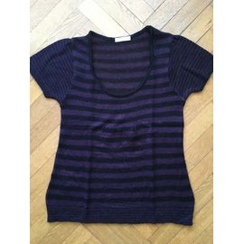 Pull Promod Mohair Taille M/2 Rayé Violet Et Noir