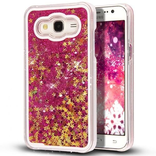 Coque Samsung Galaxy Grand Prime Liquide Rose Fushia Etoiles & Paillettes Silicone Rigide (Tpu)