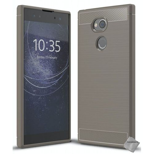 Housse Etui Coque Silicone Gel Carbone Pour Sony Xperia Xa2 Ultra + Film Ecran - Gris