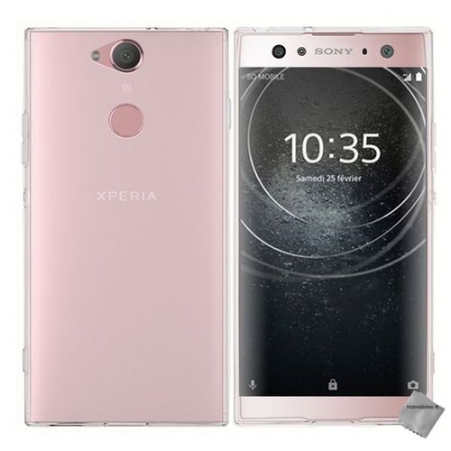 Housse Etui Coque Pochette Silicone Gel Fine Pour Sony Xperia Xa2 + Film Ecran - Blanc Transparent