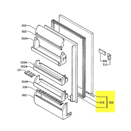 PORTE REFRIGERATEUR + JOINT MAGNETIQUE POUR REFRIGERATEUR ZANUSSI - 5027194400