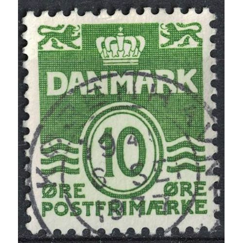 Danemark 1962 Oblitéré Rond Used Animaux Héraldiques Lion Lignes Type Vagues 10 Ore Vert Su