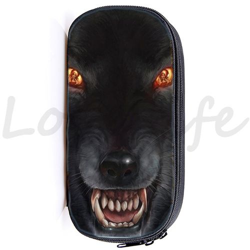Trousse À Crayons Imprimée Loup 3d Pour Enfantssac À Stylos Pour Étudiantssacs De Papeterie Animaux Pour Garçonsboîte À Crayons De Dessin Animé Pour Enfantshaute Qualité