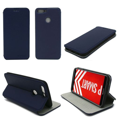 Huawei P Smart : Etui Luxe Bleu Ultra Slim Cuir Style Avec Stand - Housse Coque De Protection Smartphone 2018 Huawei Psmart Bleue - Accessoires Pochette Xeptio Case !