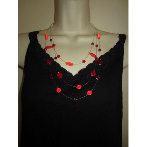Collier Rouge Multi Rangs