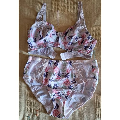 Soutien-Gorge 90b Et Culotte Midi M Motif Fleurs Damart