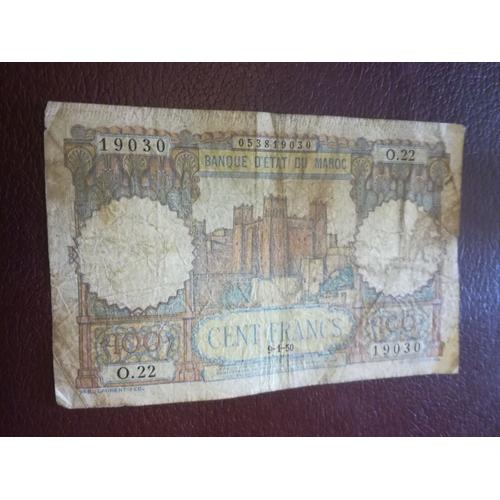 Billet Du Maroc 100 Francs Du 9/1/50 Série O 22