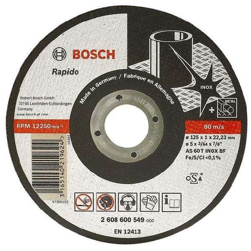 Bosch Disque à tronçonner à moyeu plat ¿ Inox AS 46 T INOX BF, 125 mm, 22,23 mm, 1,6 mm