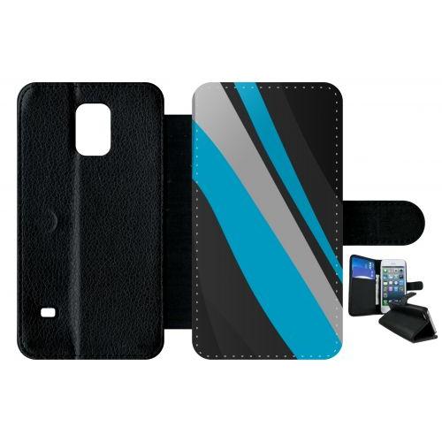 Etui A Rabat - Blue Lines - Compatible Avec Samsung Galaxy S5 - Plastique - Bord Noir