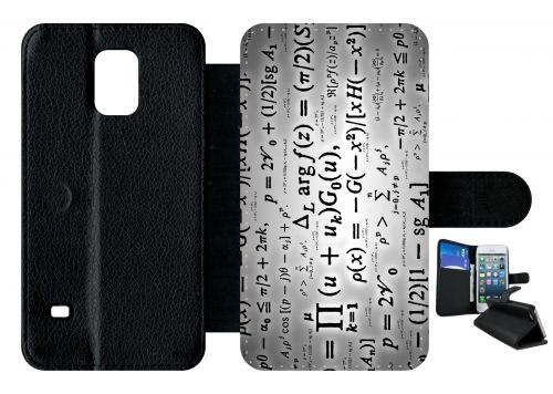 Etui A Rabat - Calcul Pi Math Fond Argent - Compatible Avec Samsung Galaxy S5 - Plastique - Bord Noir