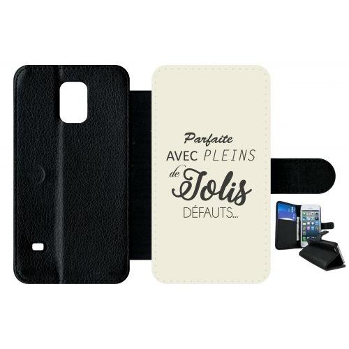 Etui A Rabat - Parfaite Avec Pleins De Jolis Defauts Fond Beige 2 - Compatible Avec Samsung Galaxy S5 - Plastique - Bord Noir