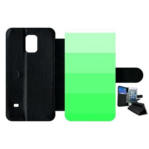 Etui A Rabat - Degrad Vert Fluo - Compatible Avec Samsung Galaxy S5 - Plastique - Bord Noir