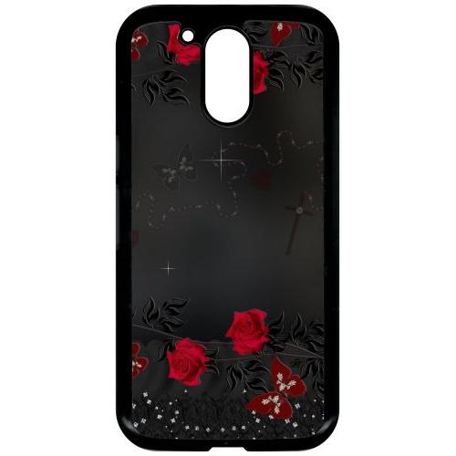 Coque Pour Smartphone - Roses Gothic Chapelet - Compatible Avec Motorola Moto G4 - Plastique - Bord Noir