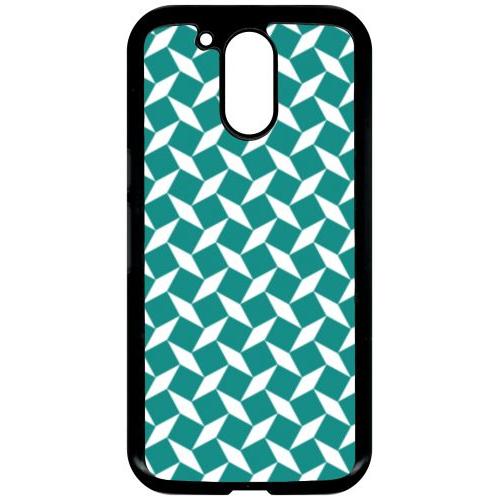 Coque Pour Smartphone - Carreau Bleu Canard - Compatible Avec Motorola Moto G4 - Plastique - Bord Noir