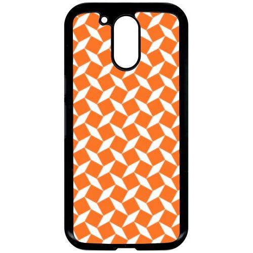 Coque Pour Smartphone - Carreau Oranges - Compatible Avec Motorola Moto G4 - Plastique - Bord Noir