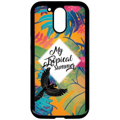 Coque Pour Smartphone - My Tropical Summer Fond Orange - Compatible Avec Motorola Moto G4 - Plastique - Bord Noir