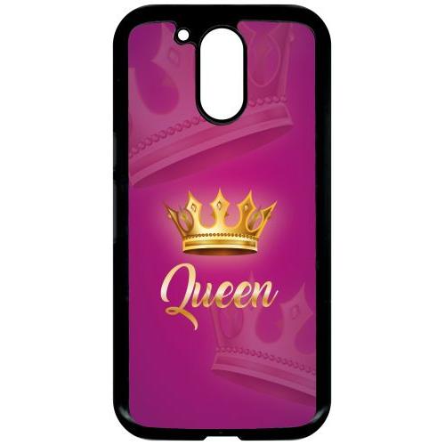 Coque Pour Smartphone - Queen Fond Rose - Compatible Avec Motorola Moto G4 - Plastique - Bord Noir