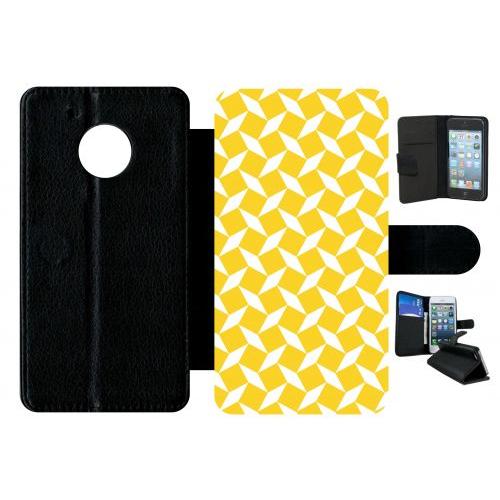 Etui A Rabat - Carreau Jaune - Compatible Avec Motorola Moto G5 - Plastique - Bord Noir