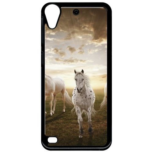Coque Pour Smartphone - Sunset Horses - Compatible Avec Htc Desire 530 - Plastique - Bord Noir