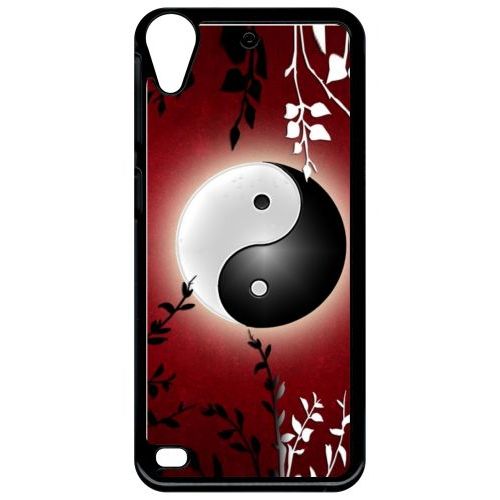 Coque Pour Smartphone - Ying Yang Rouge - Compatible Avec Htc Desire 530 - Plastique - Bord Noir