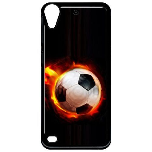 Coque Pour Smartphone - Ballon De Foot En Feu - Compatible Avec Htc Desire 530 - Plastique - Bord Noir