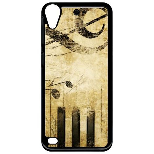 Coque Pour Smartphone - Piano Note Musique - Compatible Avec Htc Desire 530 - Plastique - Bord Noir
