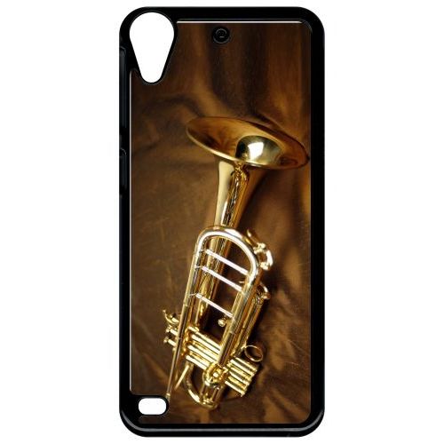 Coque Pour Smartphone - Trompette Musique - Compatible Avec Htc Desire 530 - Plastique - Bord Noir