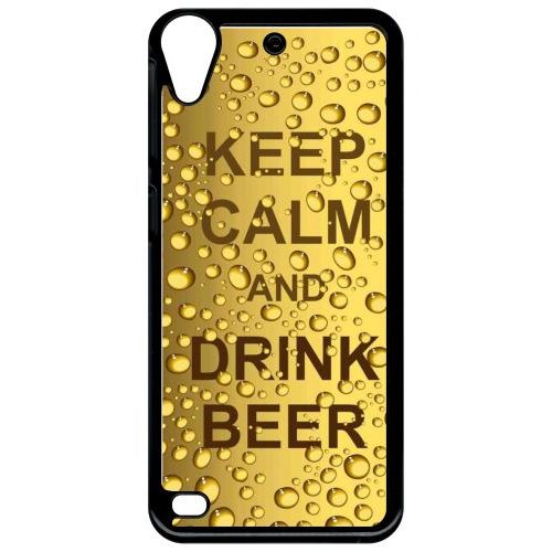 Coque Pour Smartphone - Keep Calm Biere Bulle - Compatible Avec Htc Desire 530 - Plastique - Bord Noir