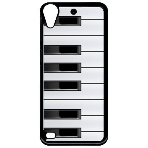 Coque Pour Smartphone - Touche De Piano Noir Et Blanc - Compatible Avec Htc Desire 530 - Plastique - Bord Noir