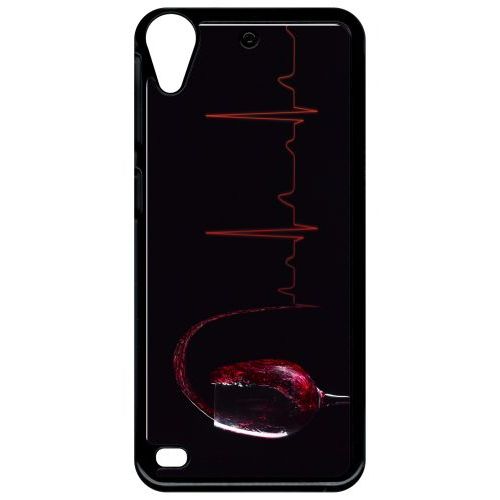 Coque Pour Smartphone - Verre De Vin Électrocardiogramme 2 - Compatible Avec Htc Desire 530 - Plastique - Bord Noir