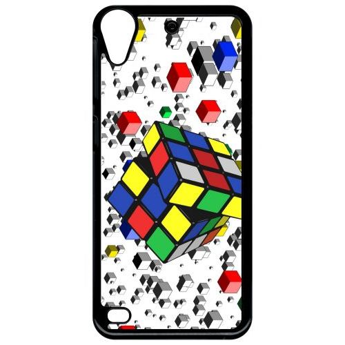 Coque Pour Smartphone - Rubik's Cube 3d - Compatible Avec Htc Desire 530 - Plastique - Bord Noir