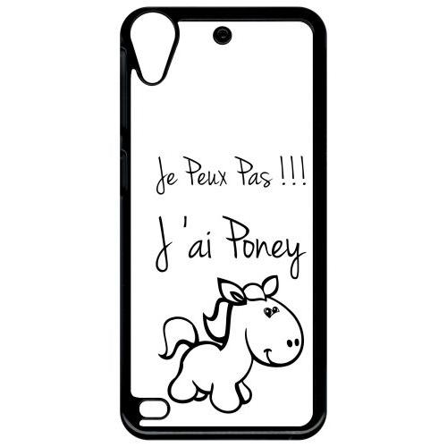Coque Pour Smartphone - Citation Poney Blanc - Compatible Avec Htc Desire 530 - Plastique - Bord Noir