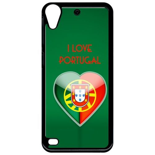 Coque Pour Smartphone - Coeur Love Portugal - Compatible Avec Htc Desire 530 - Plastique - Bord Noir