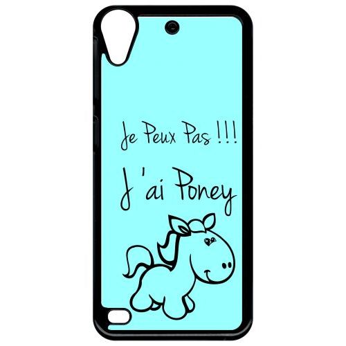 Coque Pour Smartphone - Citation Poney Turquoise - Compatible Avec Htc Desire 530 - Plastique - Bord Noir