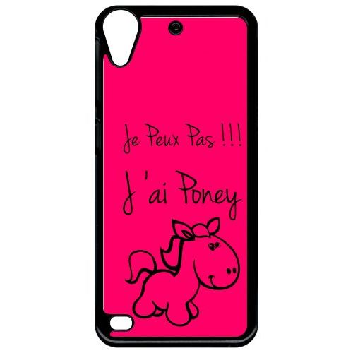 Coque Pour Smartphone - Citation Poney Rose - Compatible Avec Htc Desire 530 - Plastique - Bord Noir