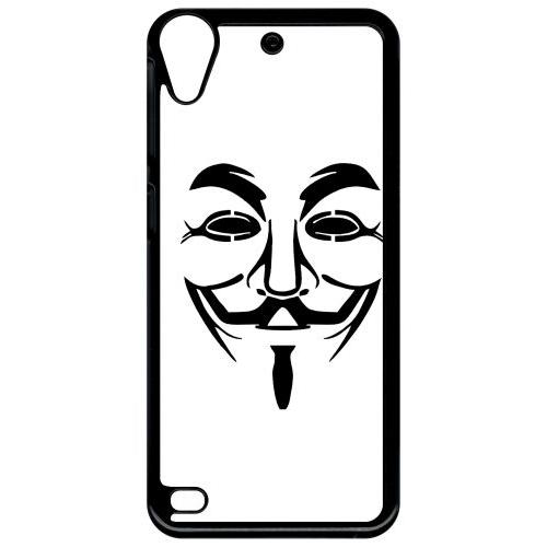 Coque Pour Smartphone - Anonymous Blanc - Compatible Avec Htc Desire 530 - Plastique - Bord Noir