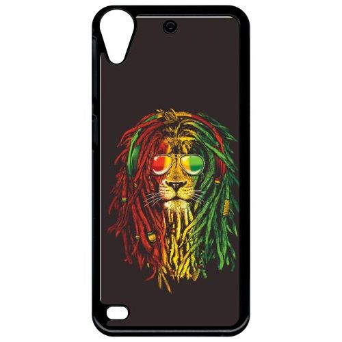 Coque Pour Smartphone - Lion Rasta A Lunette - Compatible Avec Htc Desire 530 - Plastique - Bord Noir