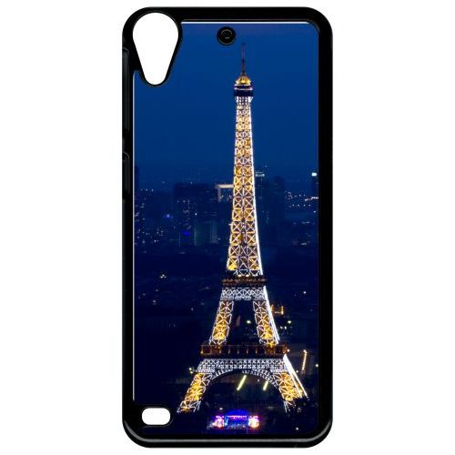 Coque Pour Smartphone - Tour Eiffel Paris Night - Compatible Avec Htc Desire 530 - Plastique - Bord Noir