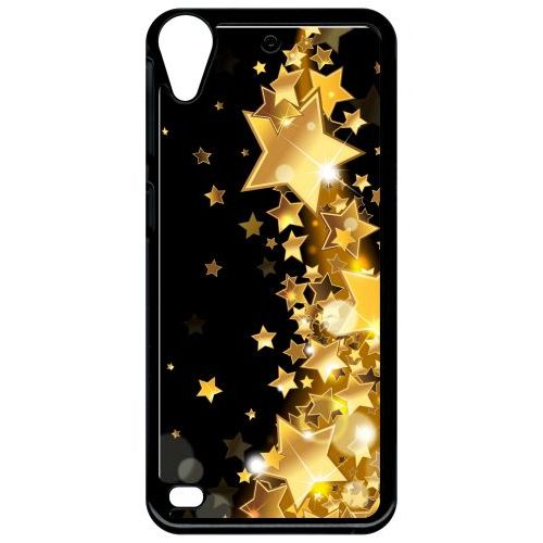 Coque Pour Smartphone - Étoile D'or Sur Fond Noir - Compatible Avec Htc Desire 530 - Plastique - Bord Noir
