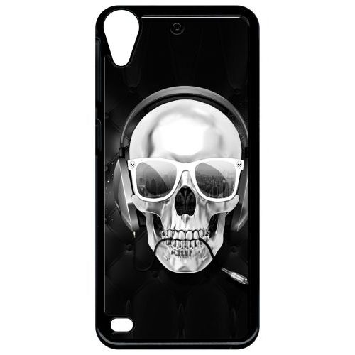 Coque Pour Smartphone - Tete De Mort Swag Casque De Musique - Compatible Avec Htc Desire 530 - Plastique - Bord Noir