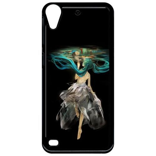 Coque Pour Smartphone - Manga Fille Cheveux Bleu - Compatible Avec Htc Desire 530 - Plastique - Bord Noir