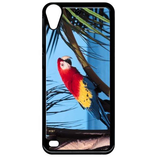 Coque Pour Smartphone - Perroquet Mer Palmiers - Compatible Avec Htc Desire 530 - Plastique - Bord Noir