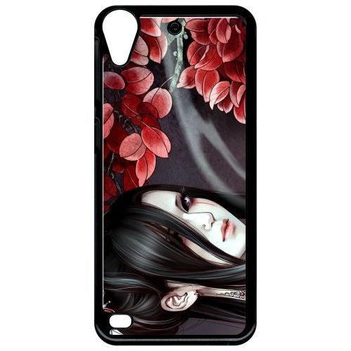 Coque Pour Smartphone - Manga Geisha Gothique - Compatible Avec Htc Desire 530 - Plastique - Bord Noir